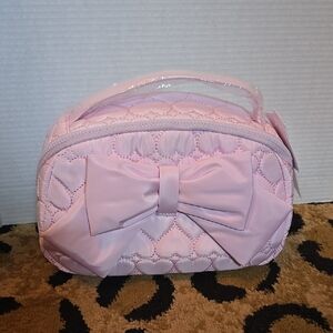 Betsey Johnson Pink Zip Makeup Case With Bow